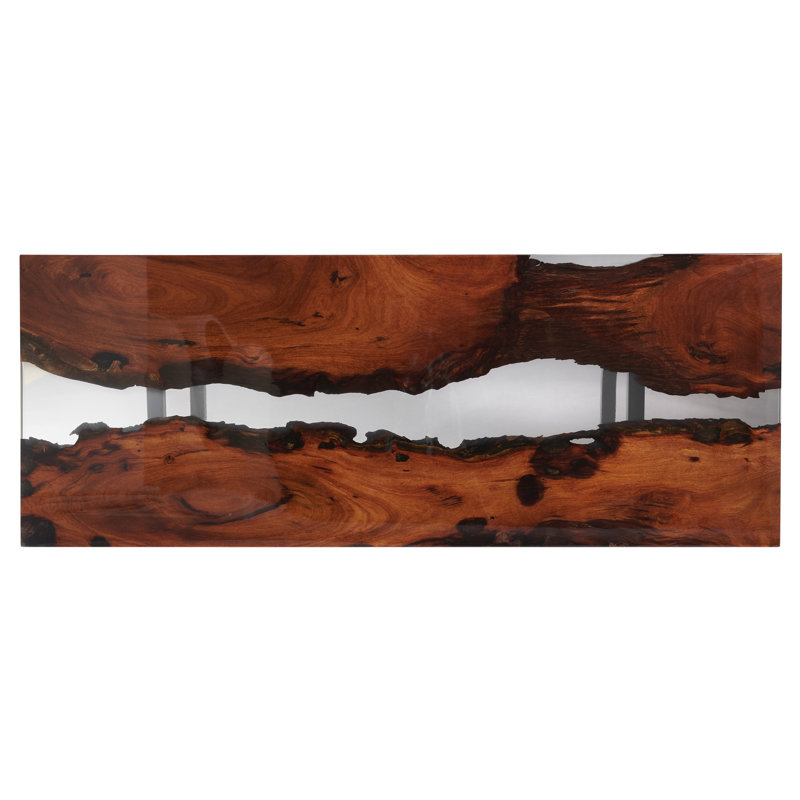 Abi-Rose Walnut Solid Wood Top Metal Base Dining Table