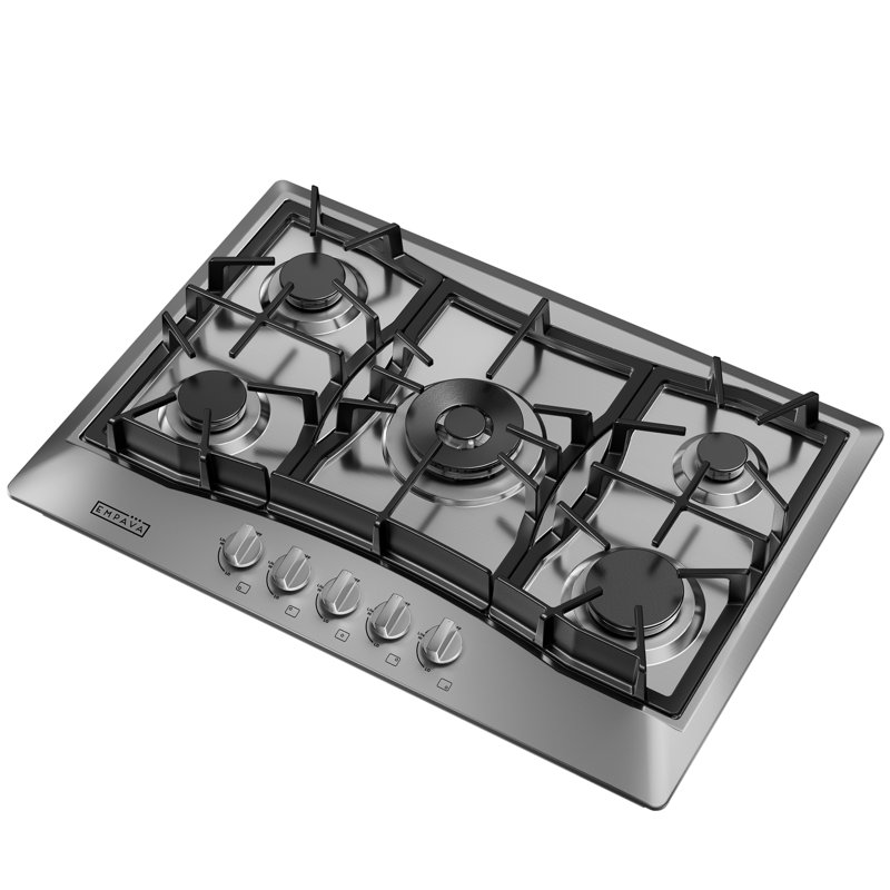 Plaque de cuisson au gaz naturel encastré à 5 brûleurs de 30 po Empava, en acier inoxydable, avec convertible au propane, brûleur électrique de 20 K BTU