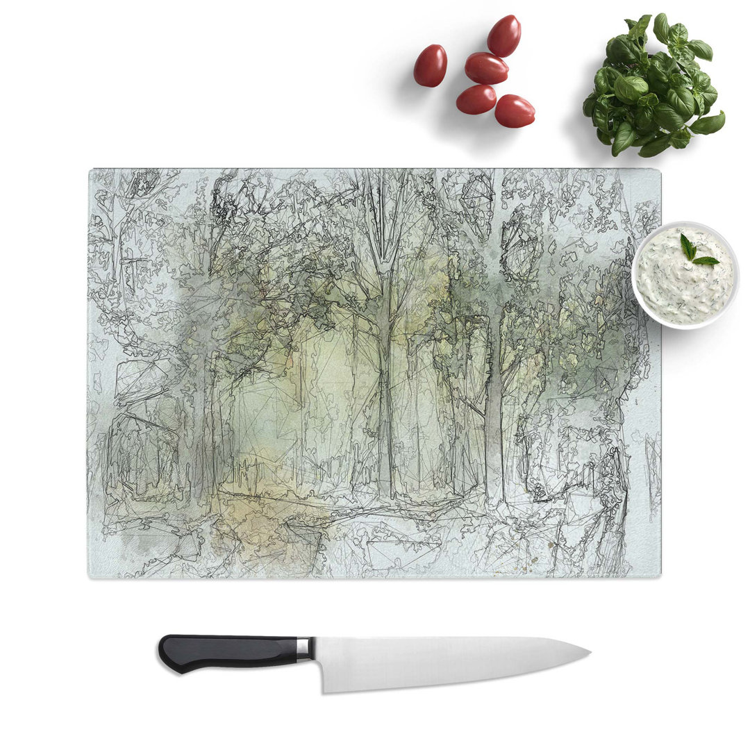 Tempered Glass View of the Forest in the Spring in Abstract Chopping Board