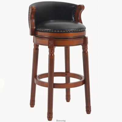 Tabouret de bar 1 pièce pivotant à 360 ° en cuir de vache avec dossier, bar et comptoir, noir, pour la cuisine, la salle à manger et le bar
