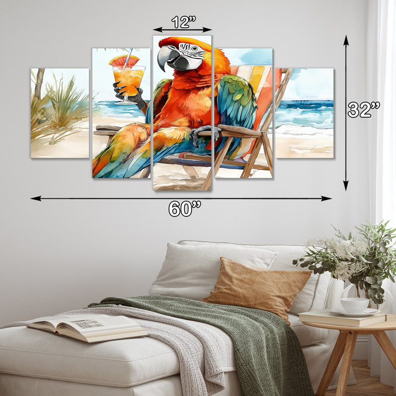 Ensemble de salon perroquet sur une plage Macaw