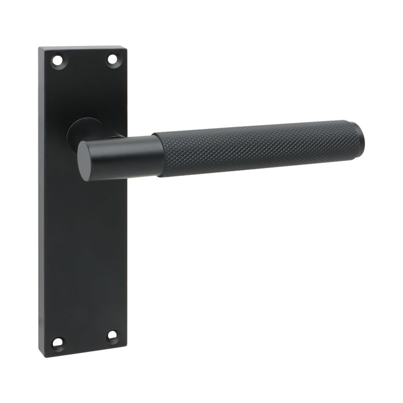 Golden Grace 6 Pair Victorian T-Bar Knurled Door Handle Matt Black Finish with 2.5'' Latch and Screws - 150 x 40mm