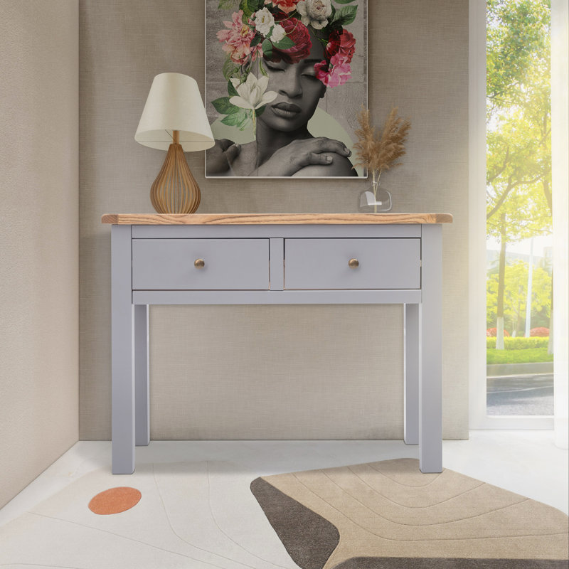 Rosewood 100cm Console Table, Grey/Brass