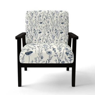French Country Upholstered Chair - Meadow Toile Blue Arm Chair