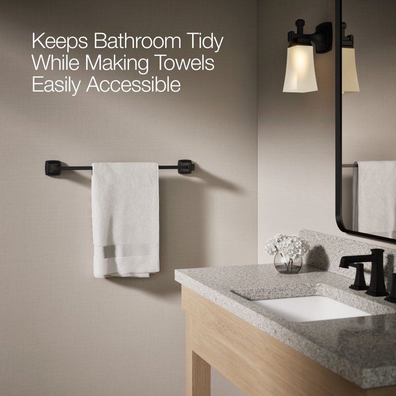 Riff Wall Mounted Towel Bar, Matte Black, 24"W