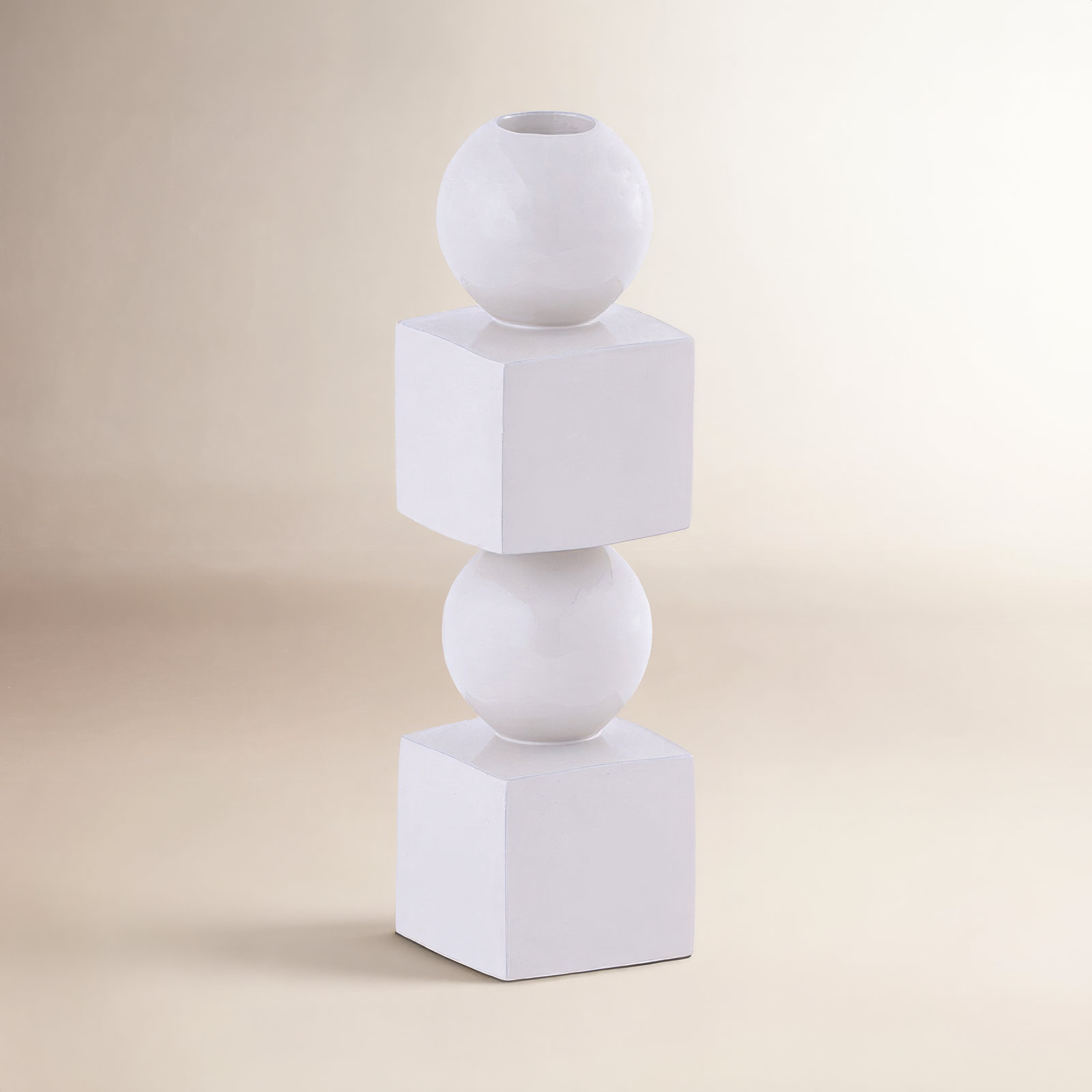 Paulding Aluminum Pillar Candle Holder, 8" H x 2" W x 2" D, White
