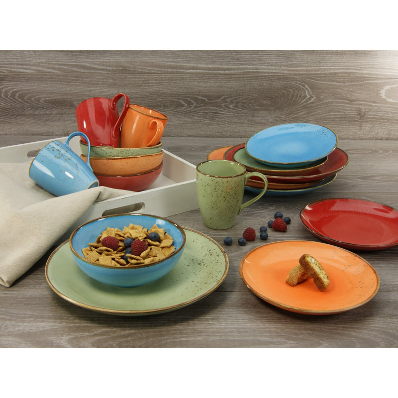 16-Piece Crockery Set Nature Made Of Stoneware For 4 People