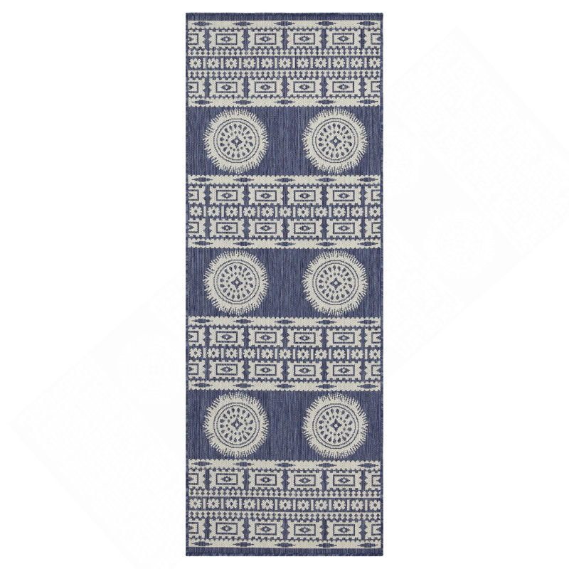 Blue 2 Ft. 7 In. X 7 Ft. 3 In. Indoor/Outdoor Area Rug, Runner 2'7" x 7'3"