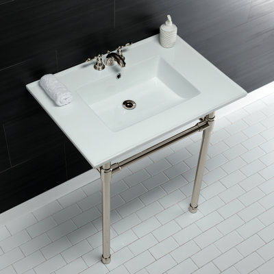 Lavabo de salle de bain console en céramique avec trop-plein