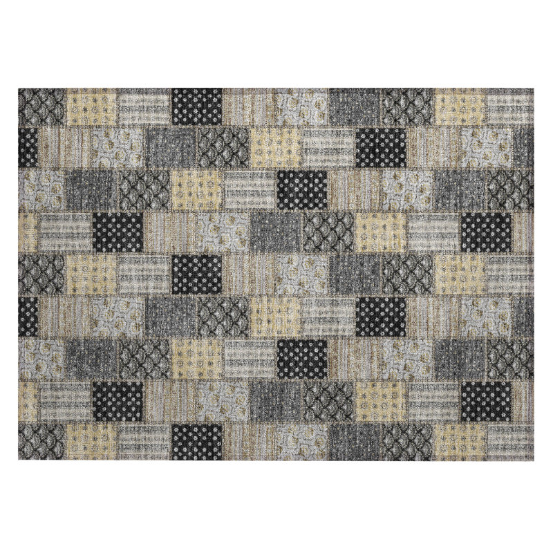 Machine Washable Indoor/Outdoor Chantille ACN2923 Americana Rug, Graphite, 2'6" x 3'10"