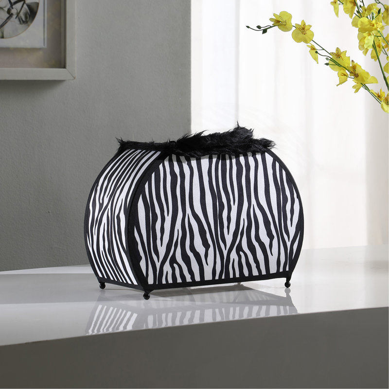 11.75" In Zebra Animal Print Purse W/ Black Faux Handle Table Lamp