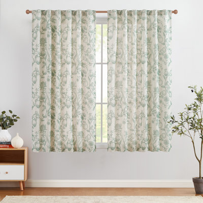 Nathnael Linen Blend Toile Semi-Sheer Curtain Panel Pair 