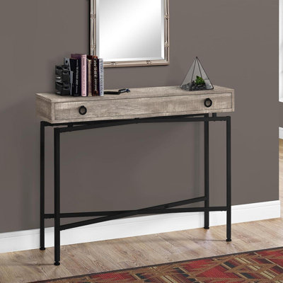Table d'appoint, console, vestibule, étroit, canapé, tiroir de rangement, salon, chambre à coucher, stratifié beige, métal noir, contemporain, moderne