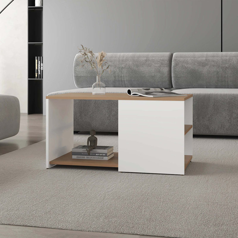 Table basse avec rangement ouvert et pieds coniques