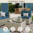 9 Pieces Design-Oriented Rattan Patio Conversation Sets With Fire Pit-734518720
