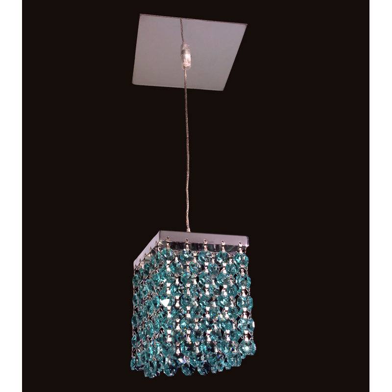 Luminaire suspendu carré simple 1 lumière Mirco, Vert antique