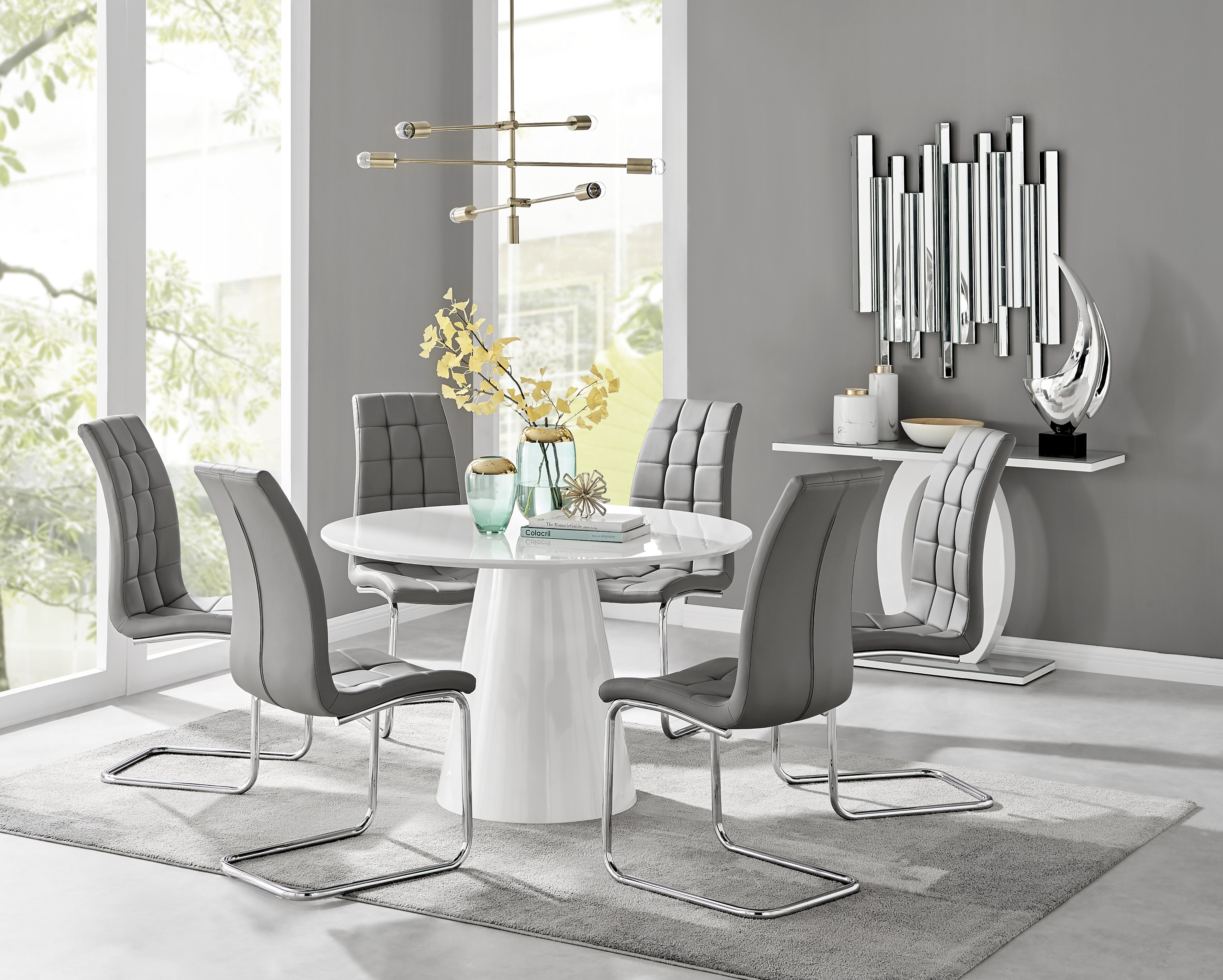 Grey gloss outlet dining set