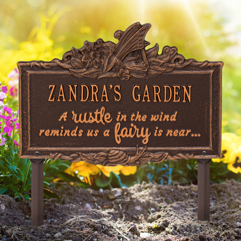My Fairy Garden Personalized Lawn Plaque, Yes, Antique Copper