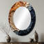Géode de pierre minimalisme beige et bleu - Paysages, miroir décoratif ovale sur métal-1182057794