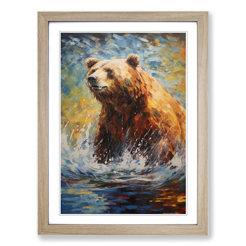 Bear Impressionism - Framed Print, Oak Framed, 64cm H x 46cm W x 2cm D