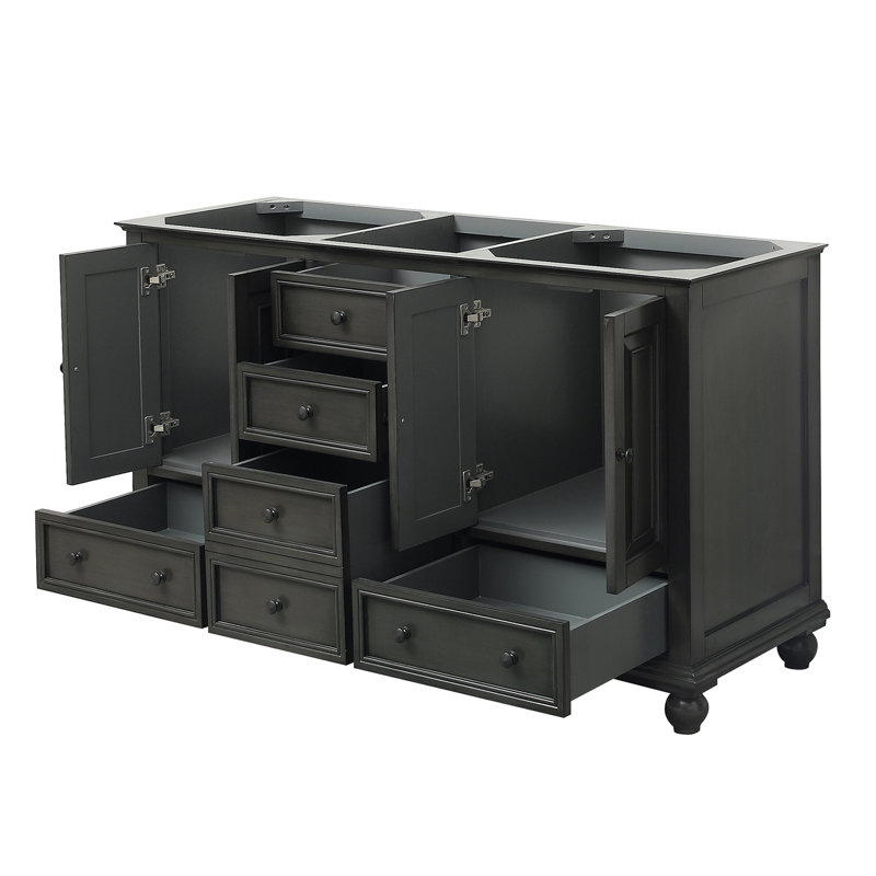 Base de meuble-lavabo double 60 po Magruder, Glacis gris anthracite