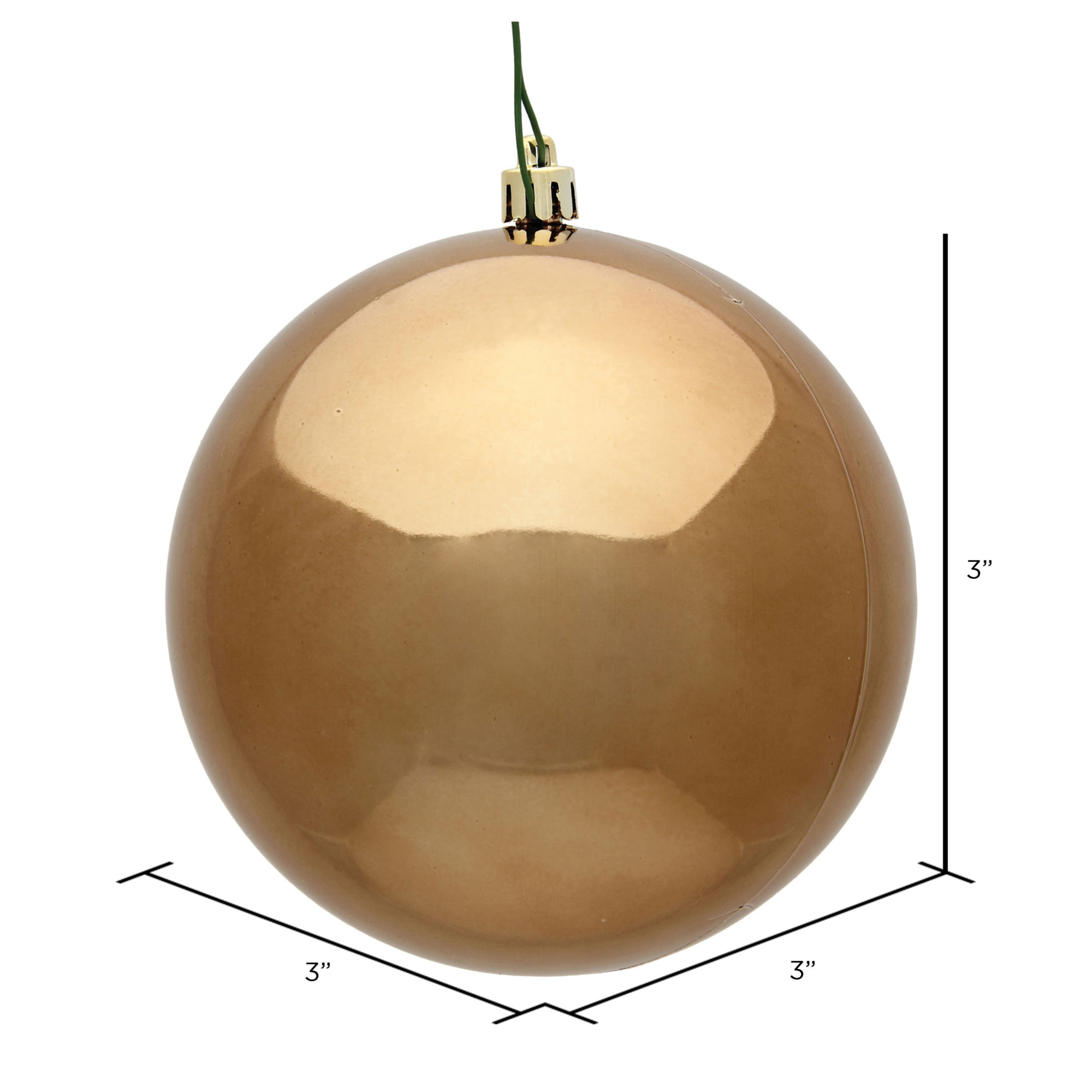 Holiday Décor Ball Ornament, 2'' H X 2'' W X 2" D, Mocha Shiny