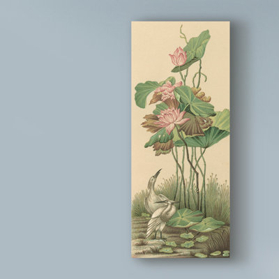 «Crane and Lotus Panel I», reproduction d'impression sur toile tendue