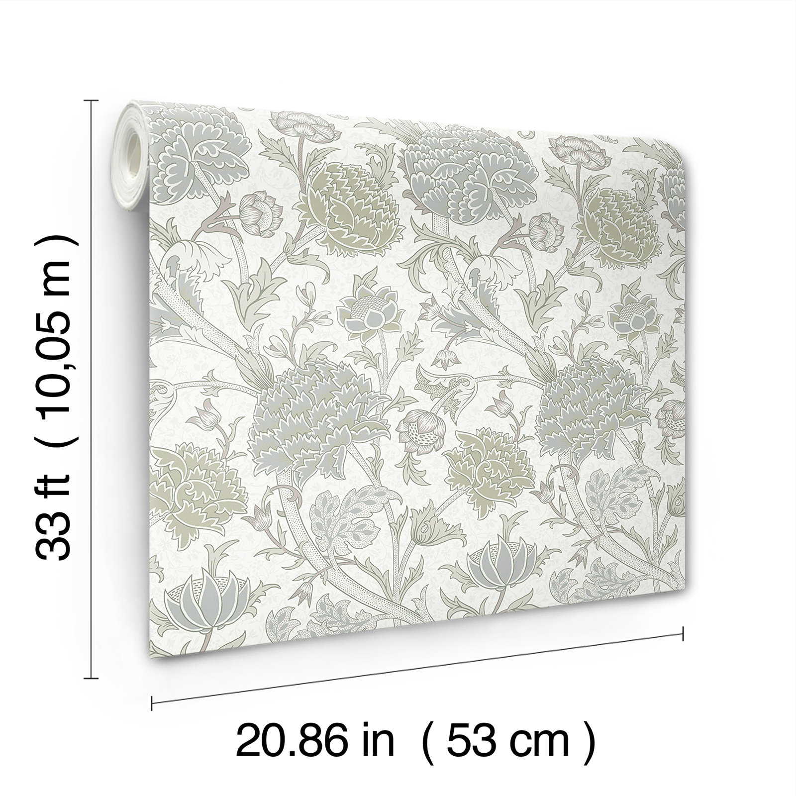 Floral Wallpaper, Light Green
