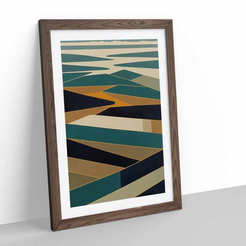 Shining Abstract Art - Single Picture Frame Print, 64cm H x 46cm W x 2cm D, Walnut Framed
