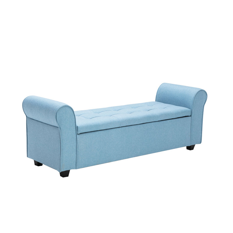 Landaverde Upholstered Storage Bench, Light Blue