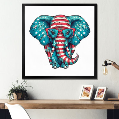 Imprimé d'éléphant bleu avec lunettes - bleu