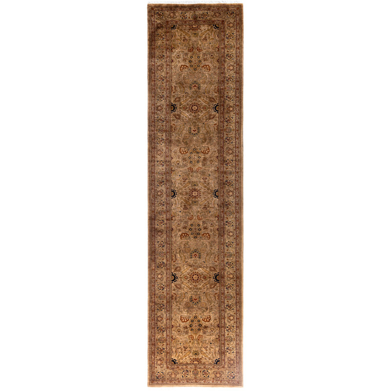 Overdyed Hand-Knotted Wool Modern-Contemporary Brown Runner 2' 7" x 11' 1"