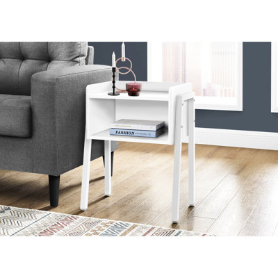 Table d'appoint contemporaine pour chambre avec stratifié blanc et pieds réglables
