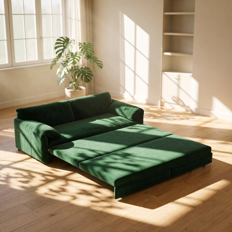 Canapé-lit convertible 3-en-1 en velours l 66 po x P 33,5 po x H 36 po Lucia