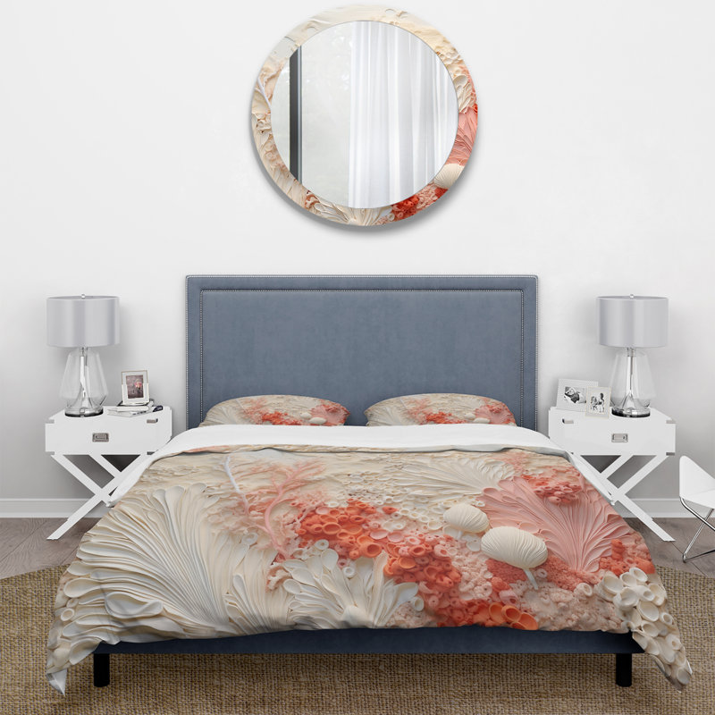 Ensemble de housse de couette rose et blanc Coastal Coral Collage V - Coastal Coral Under Water