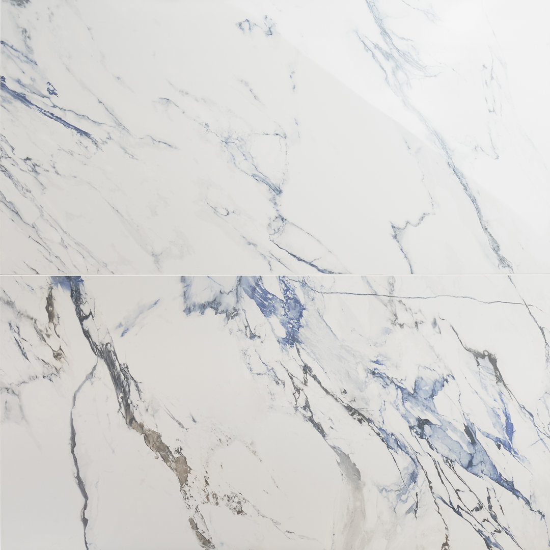 Calacatta Cobalt 23.62" x 47.24" Polished Porcelain Marble Look Floor & Wall Tile Bond Tile