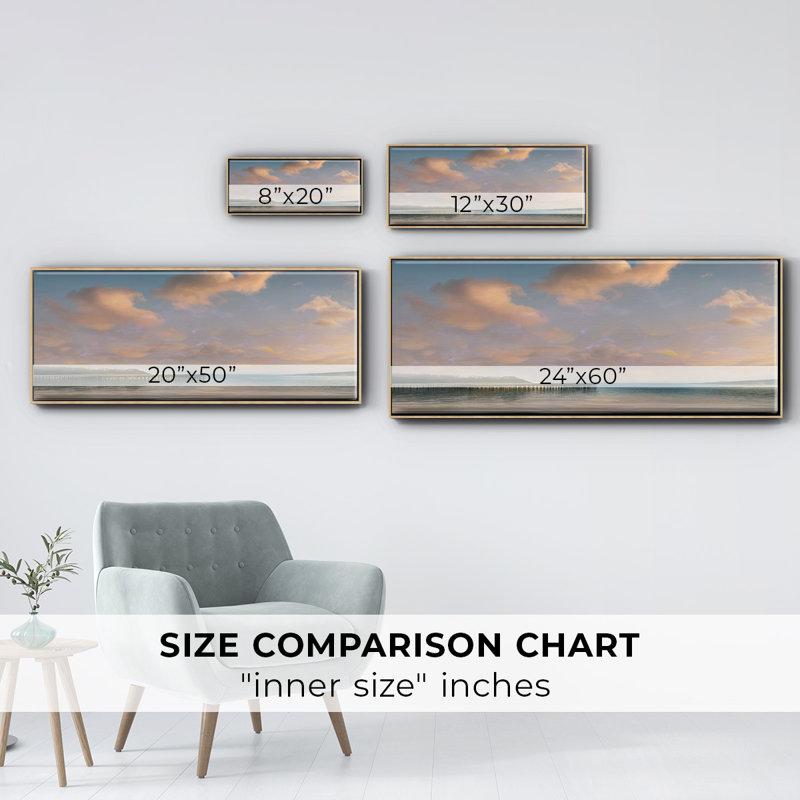 Pastel Sunnset- Framed Canvas, 24" H x 60" W