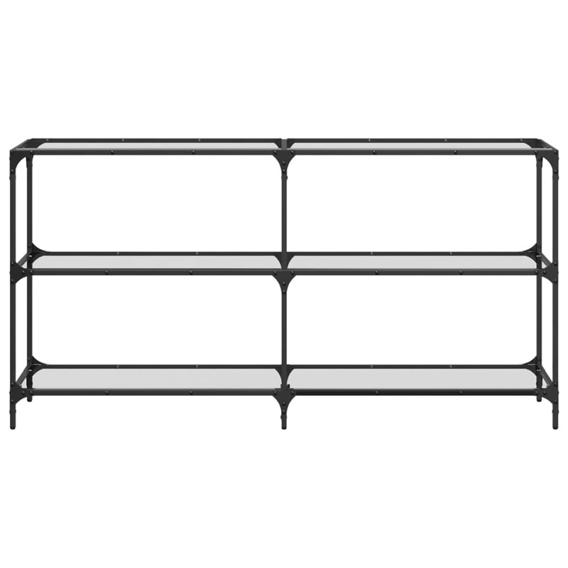 Console Table With Glass Top Steel, 81cm H x 158.5cm W x 30cm D, Transparent