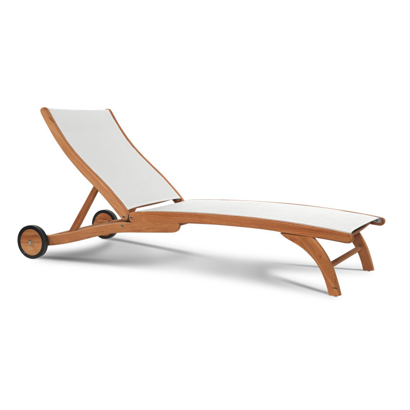 Outdoor Teak Chaise Lounge, Blue