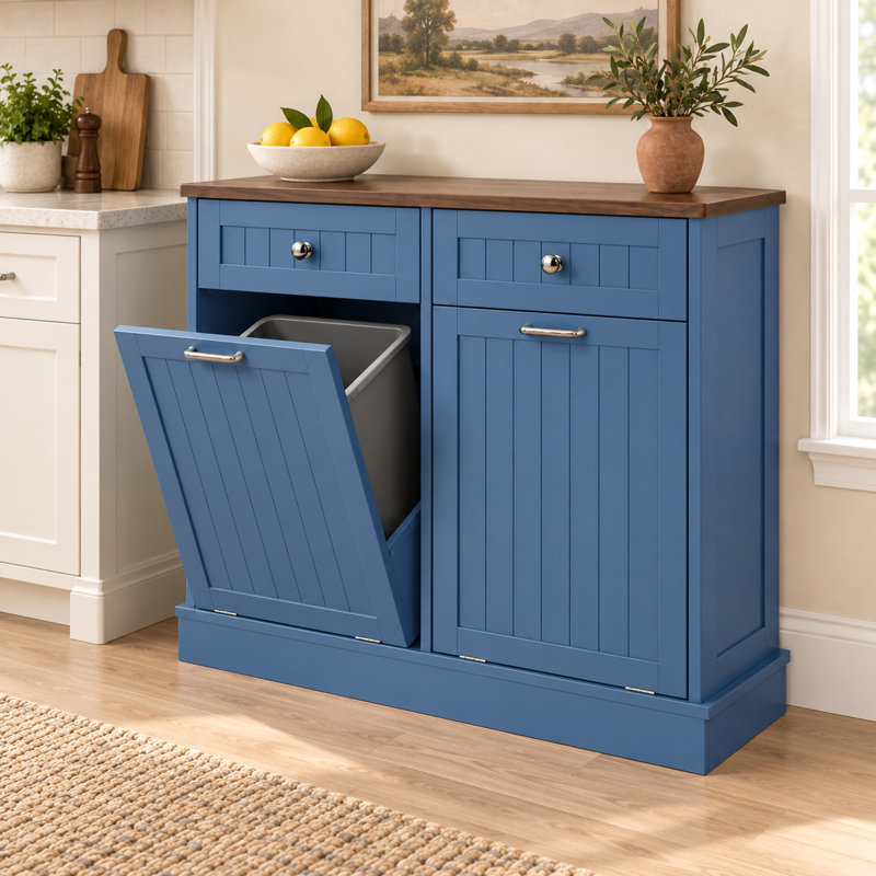 Armoire poubelle inclinable Havant, Bleu