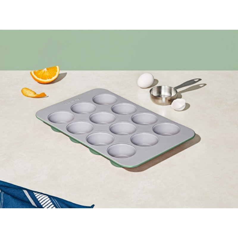 Caraway 12 Cup Nonstick Ceramic Muffin Pan, Sage, Sage