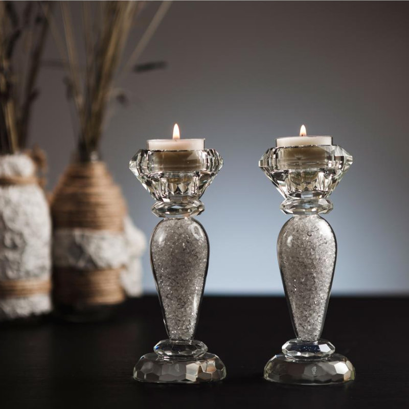 Bougeoir de table en cristal, H 6 po x l 2,25 po x P 2,25 po