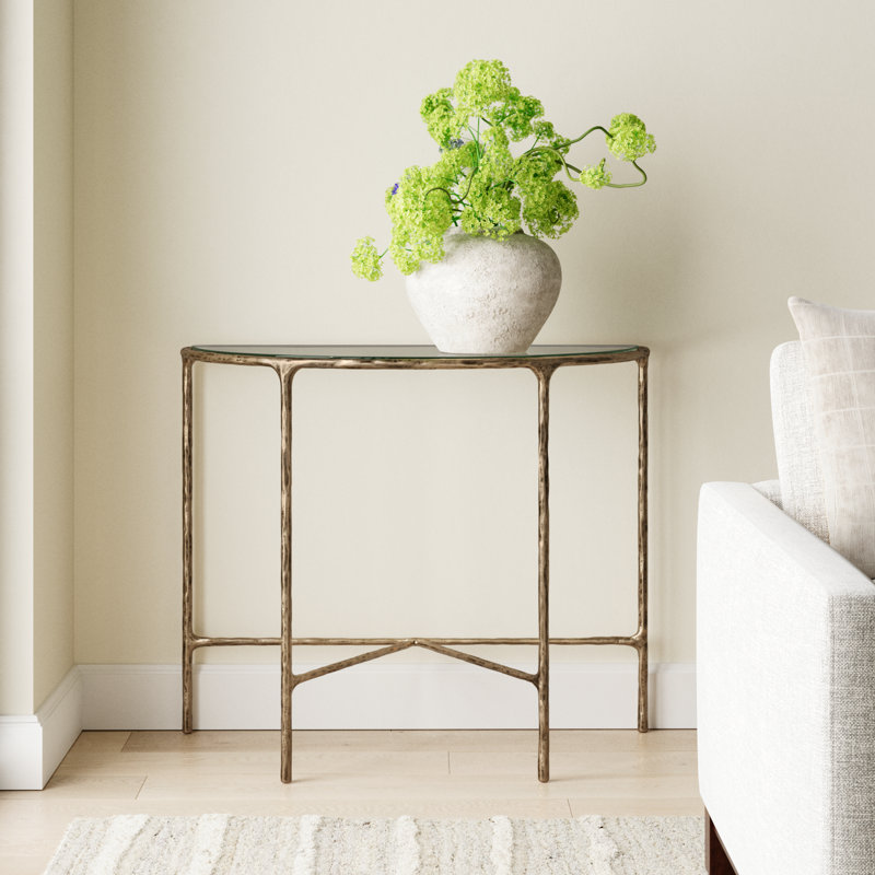 Evelynn 36'' Console Table, Brass, White Marble