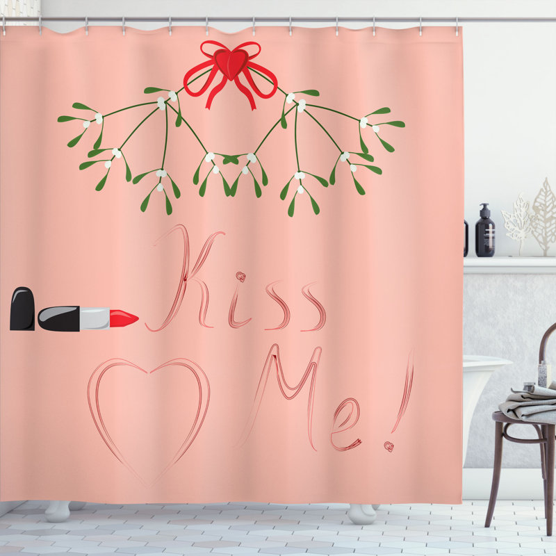 Ensemble de rideau de douche et crochets Kiss Me, H 70 po x l 69 po