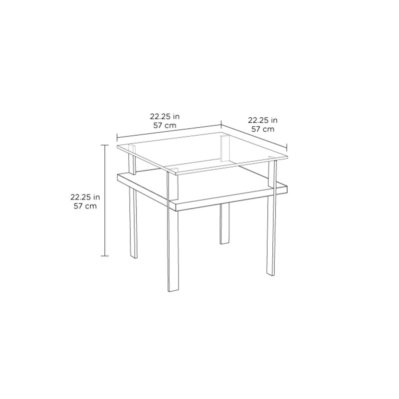 Terrace Glass Top End Table, Charcoal Stained Ash