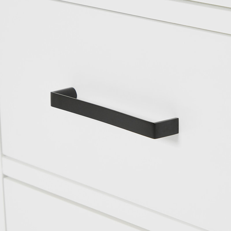 Meuble-lavabo simple en bois massif Tidworth avec plateau en quartz blanc de 1,5 po, Blanc, Forme rectangulaire