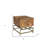 21" Brass And Brown Solid Wood And Iron Square End Table With Drawer