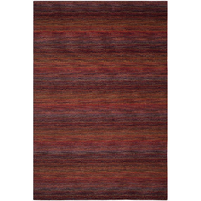Tapis rouge / brun en laine Hossain, Rectangle 8 pi x 10 pi