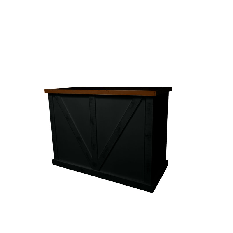 Farmhouse 48" Solid Wood Kicthen Island with trash bin compartment, Black