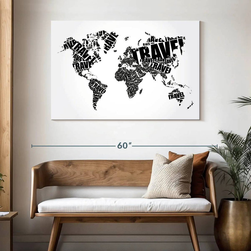 Aliaz Travel Word Cloud Map, 32" H x 48" W